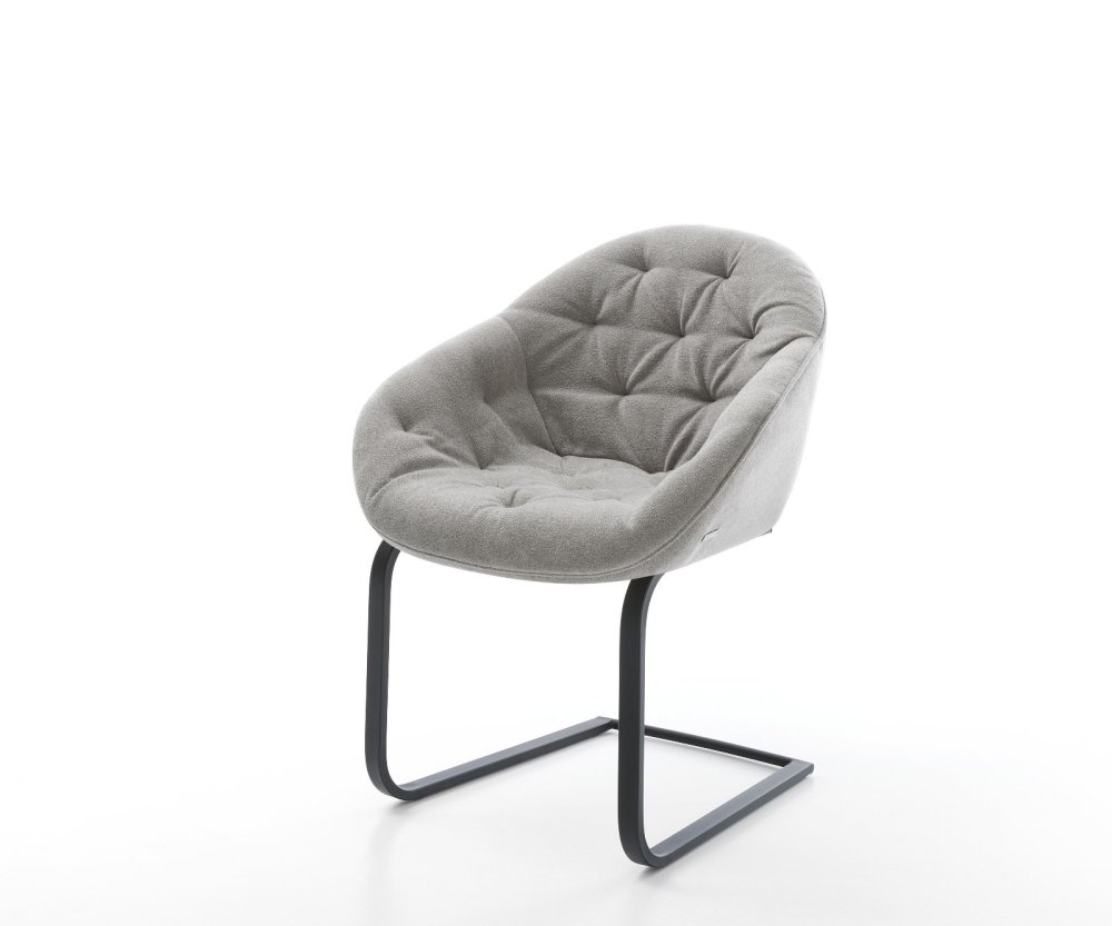 Konzolová jedálenská stolička Gaio-Flex štruktúrovaná látka mäkká sivá