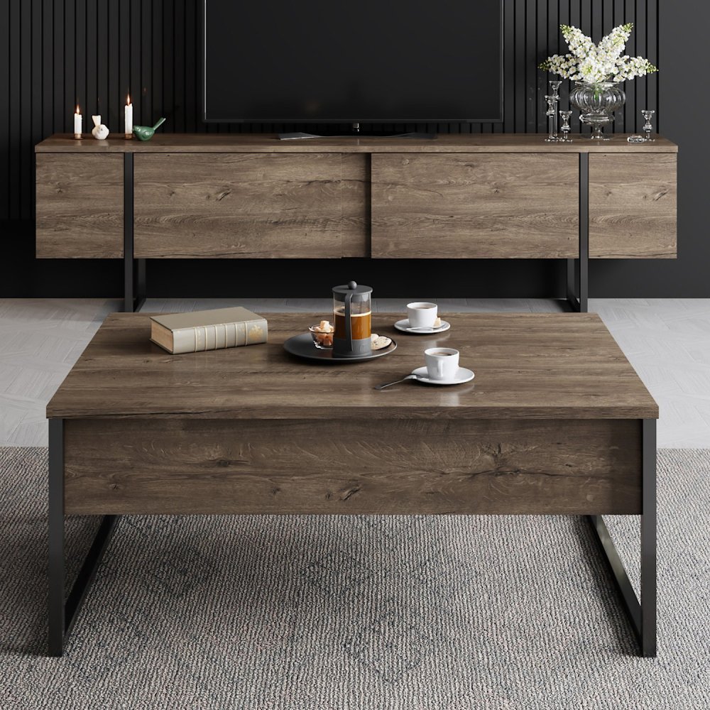 Living Room Furniture Set Luxe Set - Walnut, Black (obrázek 11)