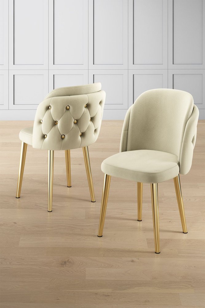 Súprava stoličiek (6 kusov) Axle - Cream, Gold