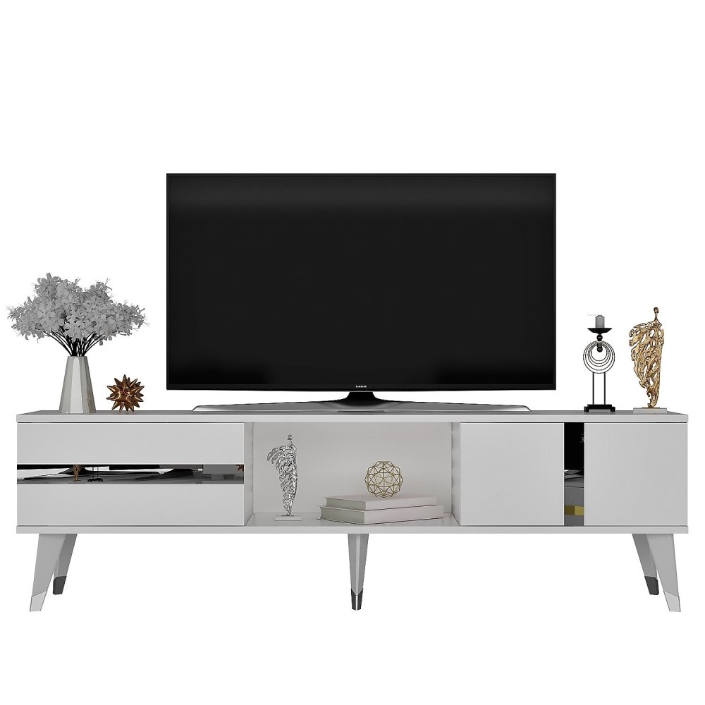 TV stolík Vania - White, Silver
