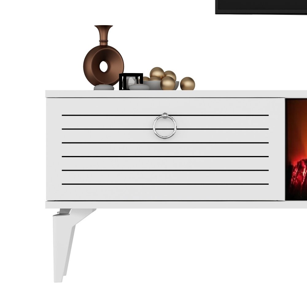 TV stolík Arona Fireplace - White