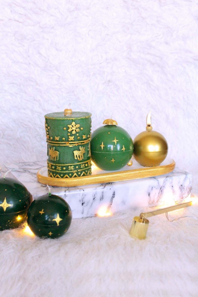 Súprava sviečok (3 kusy) Christmas - Gold