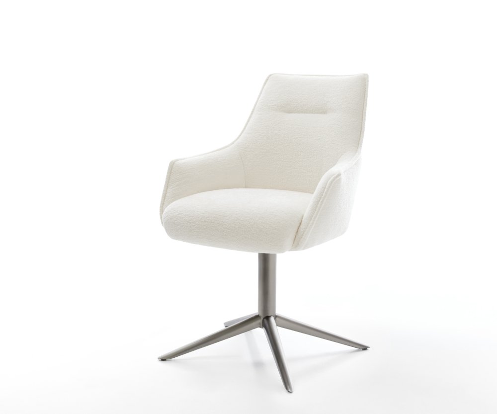 Jedálenská stolička Alja-Flex s opierkami bouclé mäkký béžová podstava