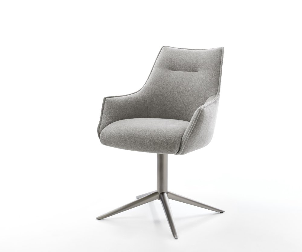 Jedálenská stolička Alja-Flex s opierkami texturovaná látka mäkká sivá