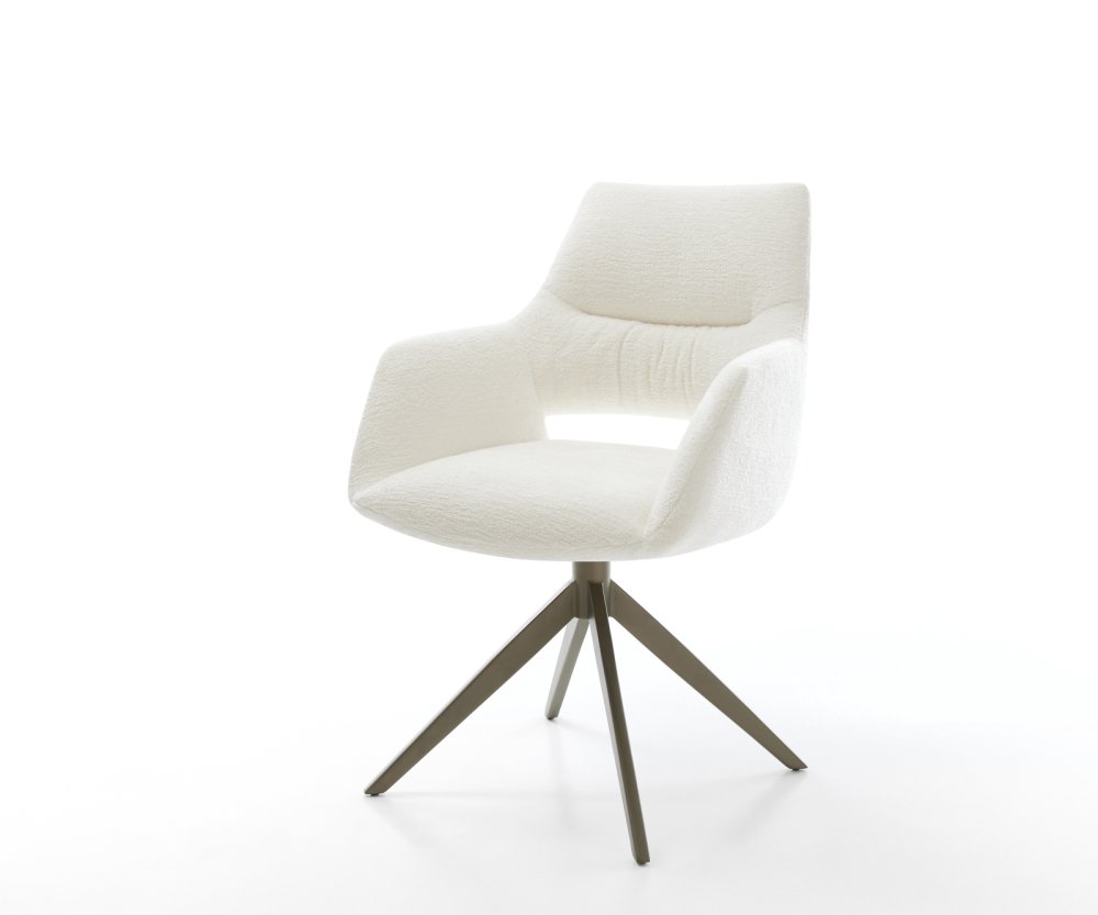 Jedálenská stolička Yago-Flex s opierkami bouclé mäkký béžová krížová