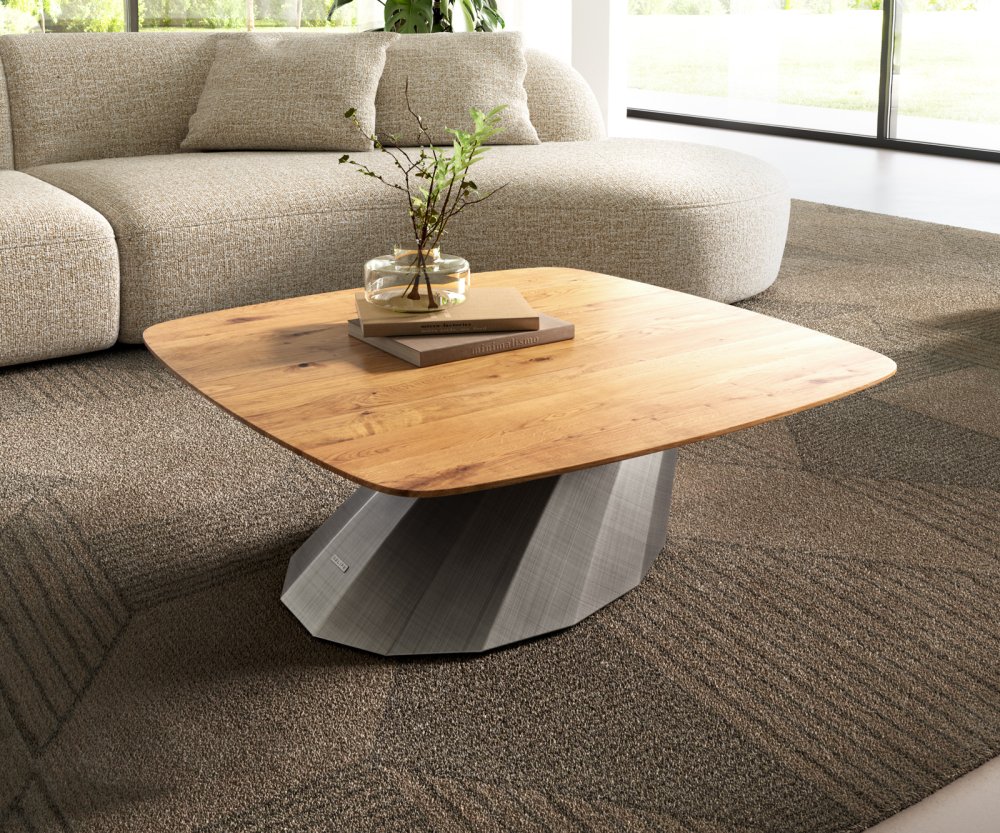 Konferenčný stolík Edge zaoblený 90x90 cm dub prírodný švajčiarska