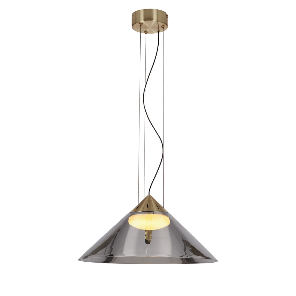Lampa wisząca Presto 34 szklana złota z kloszem dymionym nad stół GX53