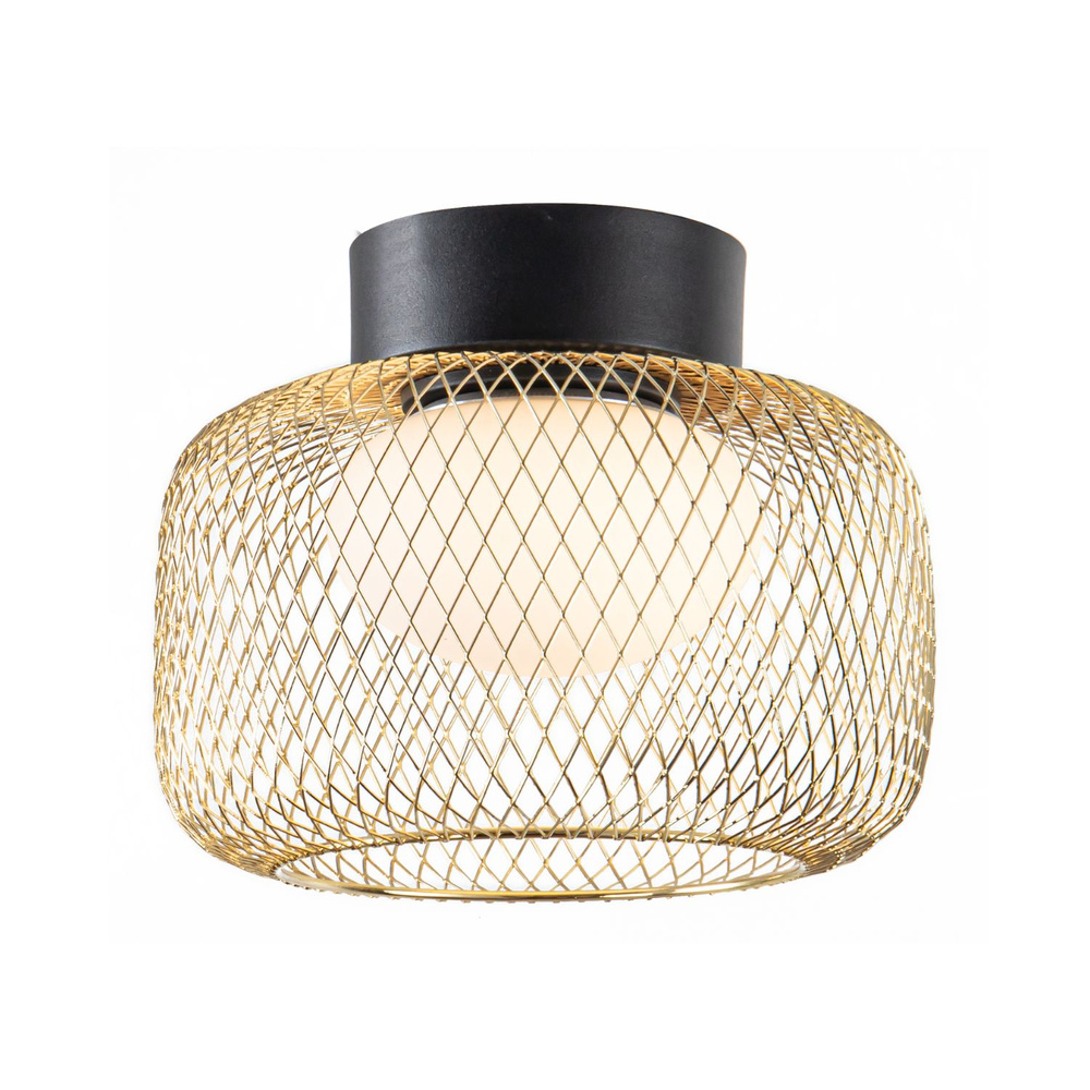Levně Lampa sufitowa Sopra 25 czarno złota klosz druciany do salonu GX53