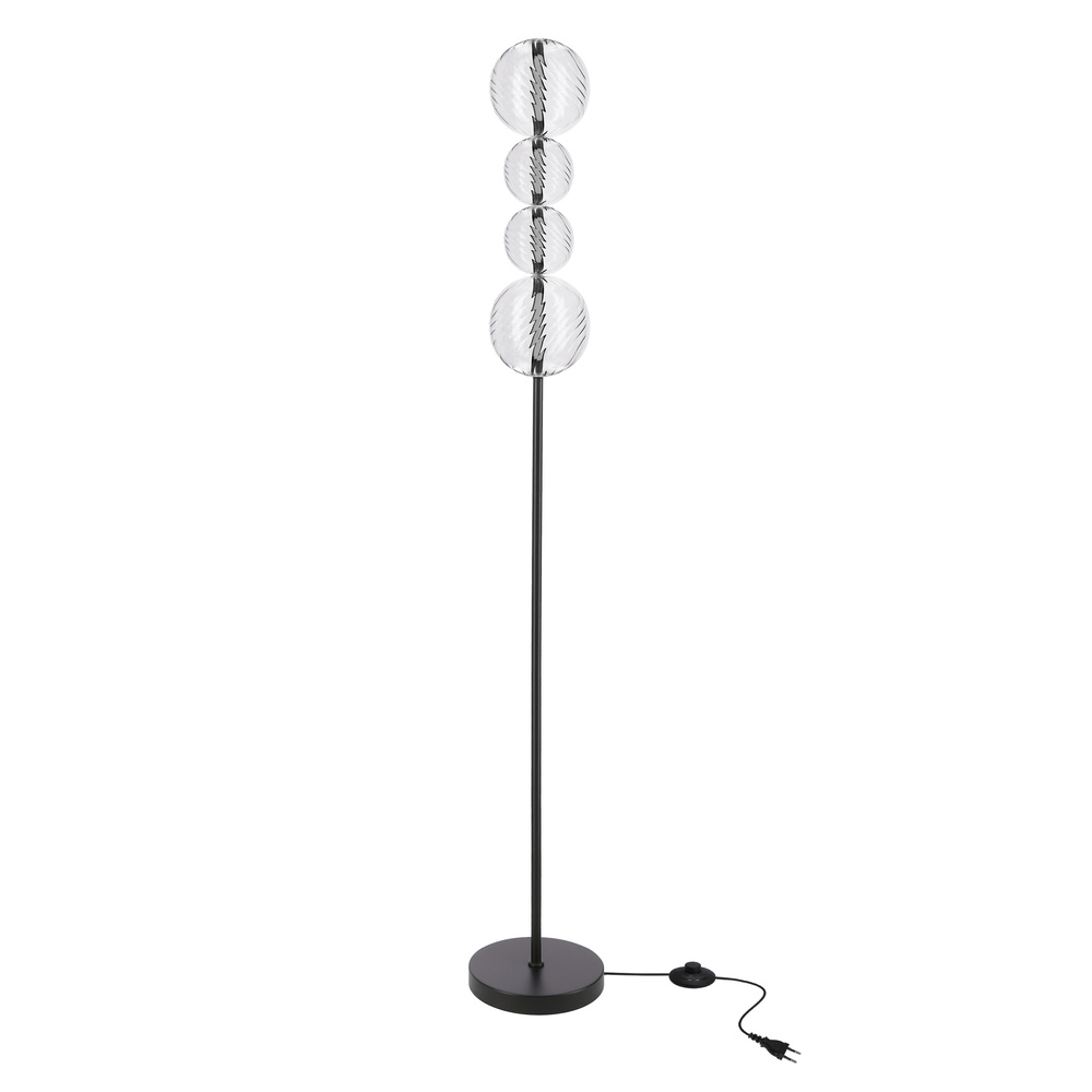 PLAYA lampa podłogowa czarny 15W LED 3000K klosz kula bezbarwny