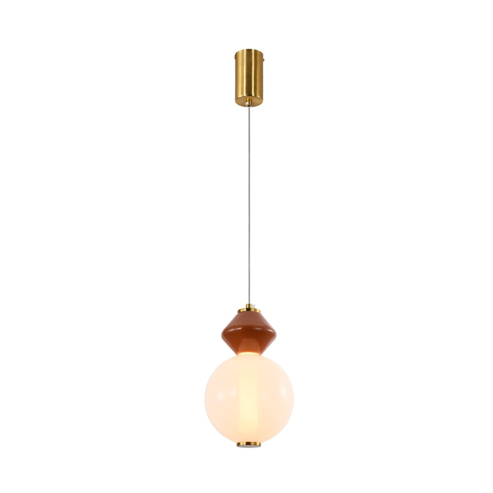 FLORES lampa wisząca mosiężny+brązowy 7W LED 3000K klosz biały