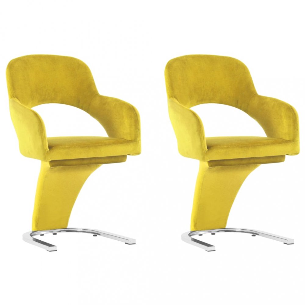Jídelní židle 2 ks samet / chrom Dekorhome Žlutá