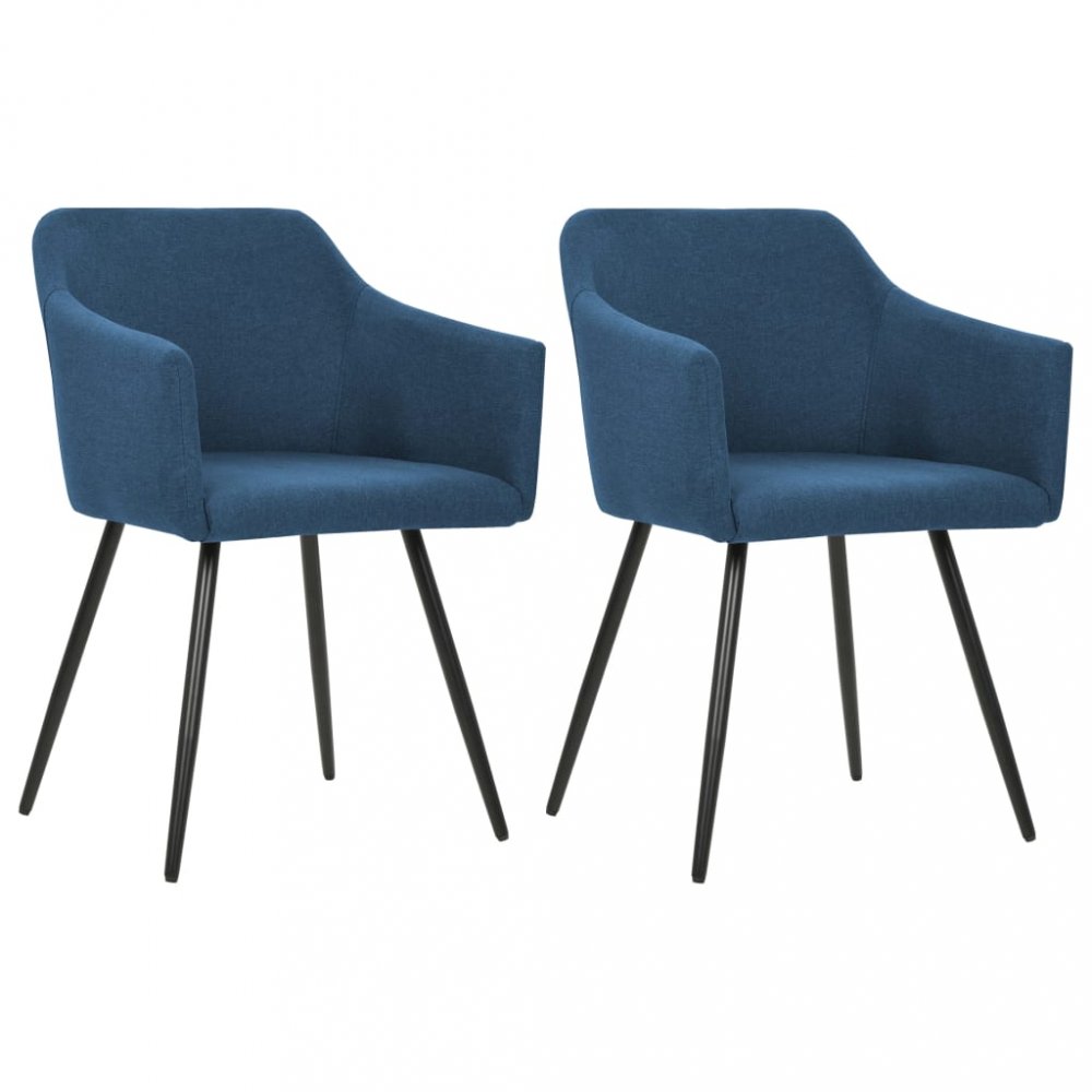 Jídelní židle 2 ks látka / kov Dekorhome Modrá