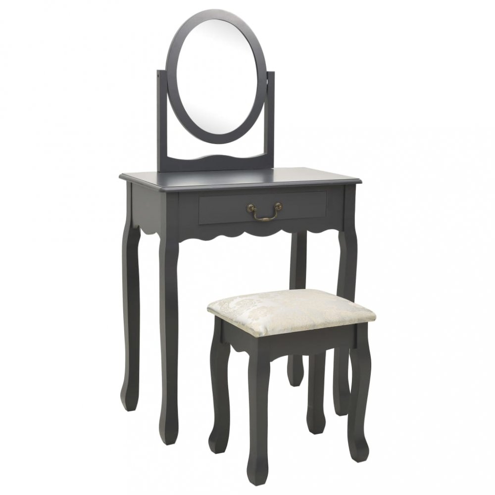 Toaletní stolek s taburetem Dekorhome Šedá