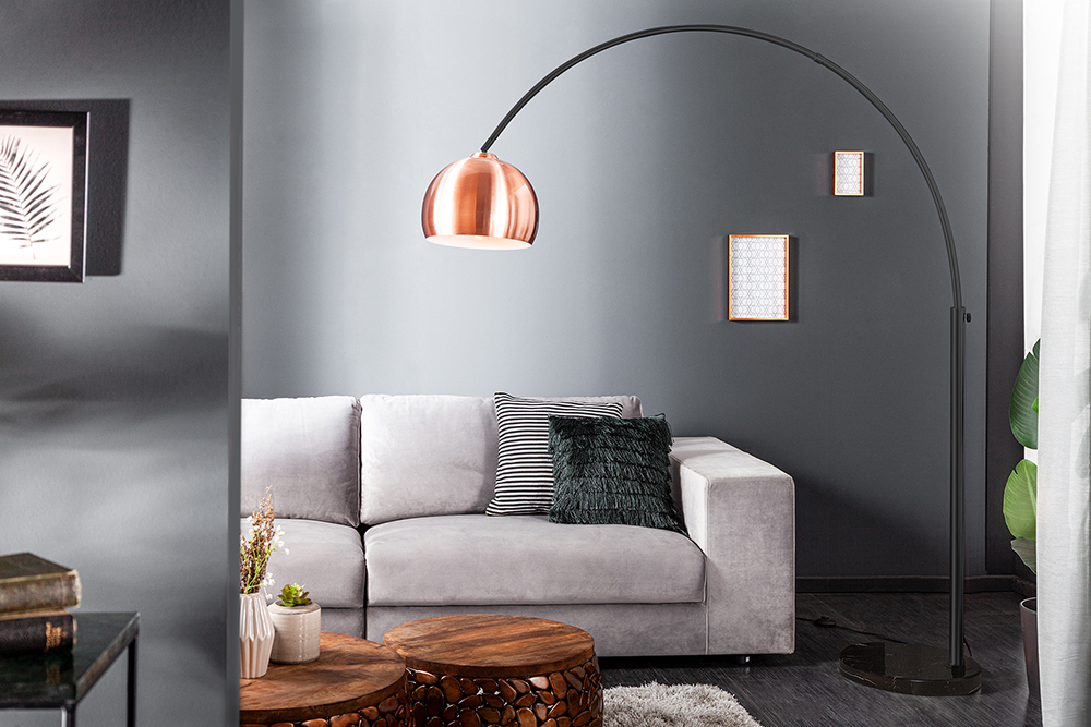 Stojací lampa BANGUI 170 - 210 cm Dekorhome Rosegold Obrázek