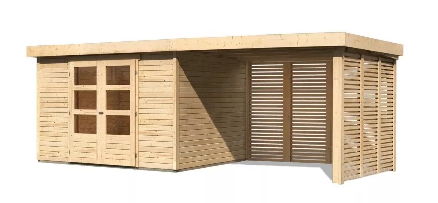 Dřevěný zahradní domek ASKOLA 5 s přístavkem Lanitplast 557 cm