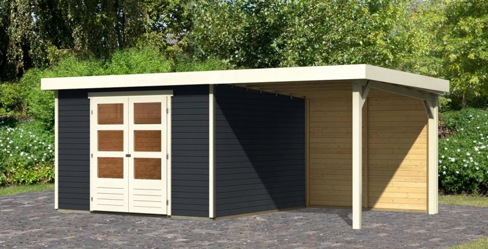 Drevený záhradný domček ASKOLA 6 s prístavkom 240 Lanitplast