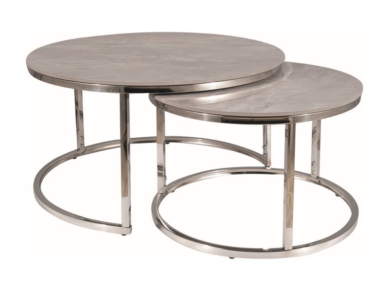 Konferenční stolek 2 ks PORTAFINO Signal Stříbrná / šedá