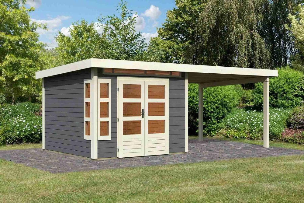 Drevený záhradný domček KASTORF 6 s prístavkom 320 Lanitplast