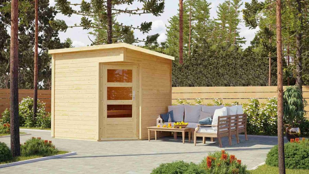 Vonkajšia fínska sauna PELLE Lanitplast Prírodné drevo