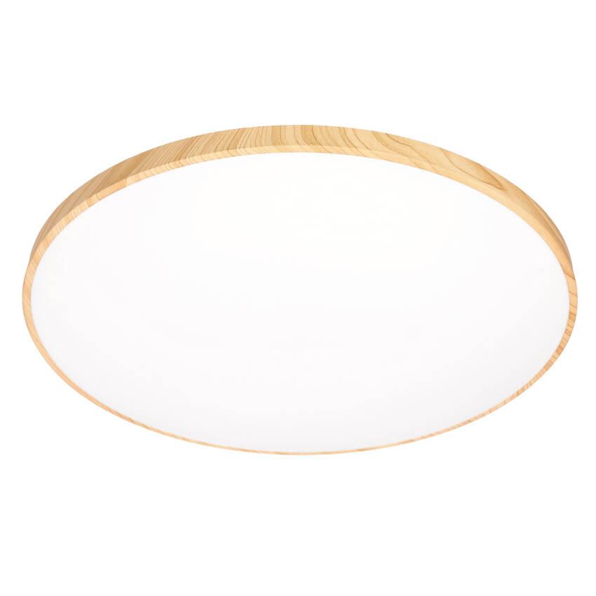 Drevená stropná lampa TENS. 48W LED 3000/4000/6000K 59cm biele tienidlo, diaľkové ovládanie
