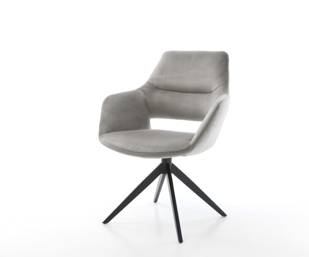 Jedálenská stolička Yago-Flex s opierkami zamat sivá krížová podstava