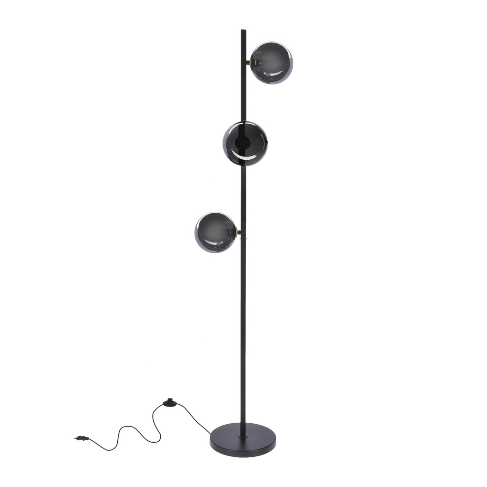 Stojaca lampa Kama čierna+zlatá 3x28W G9 grafitové tienidlo Stojaca lampa Kama čierna+zlatá 3x28W G9 grafitové tienidlo
