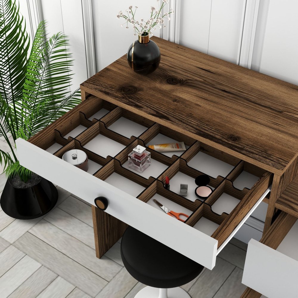 Toaletní stolek Lizbon 544 - Walnut, White (obrázek 4)