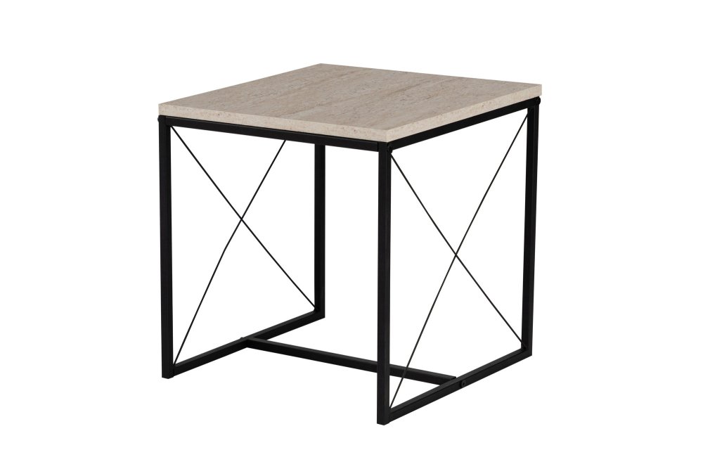 Súprava konferenčných stolíkov Defne - Black, Travertine