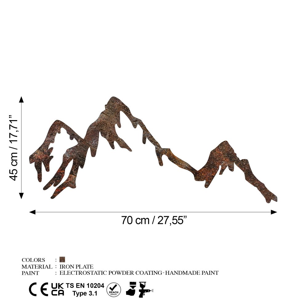 Dekorativní kovový doplněk na zeď Rusty Mountain (obrázek 3)