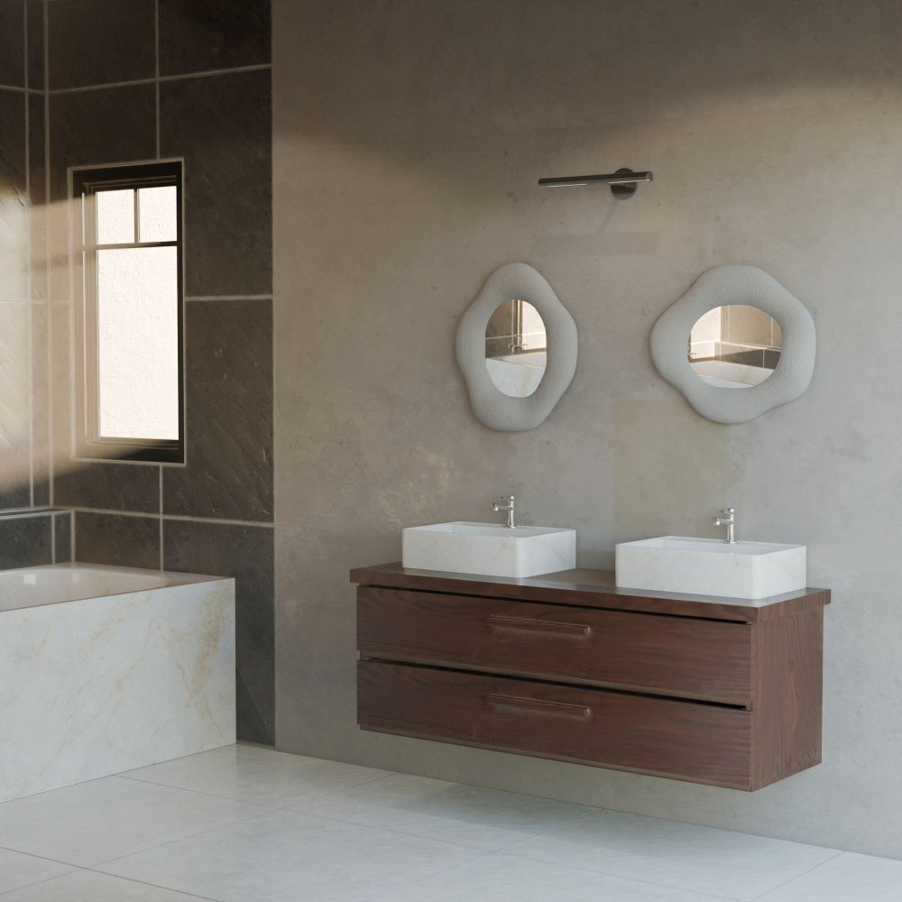 Sada dekorativních zrcadel (2 kusy) Wabi Sabi Cloud - Concrete Grey