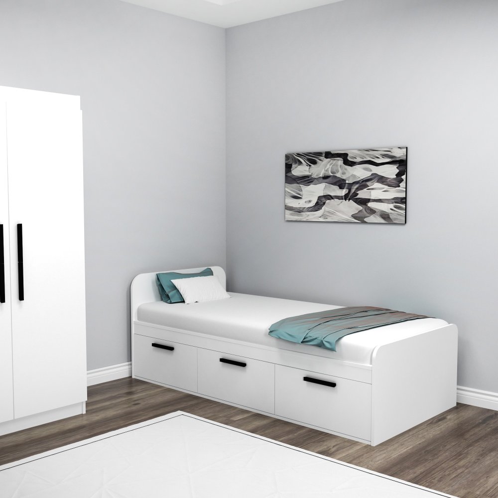 Rám jednolôžkovej postele Akser - White