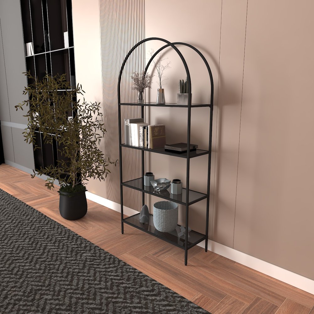 Knižnica Mona - Black, Smoked Glass 80