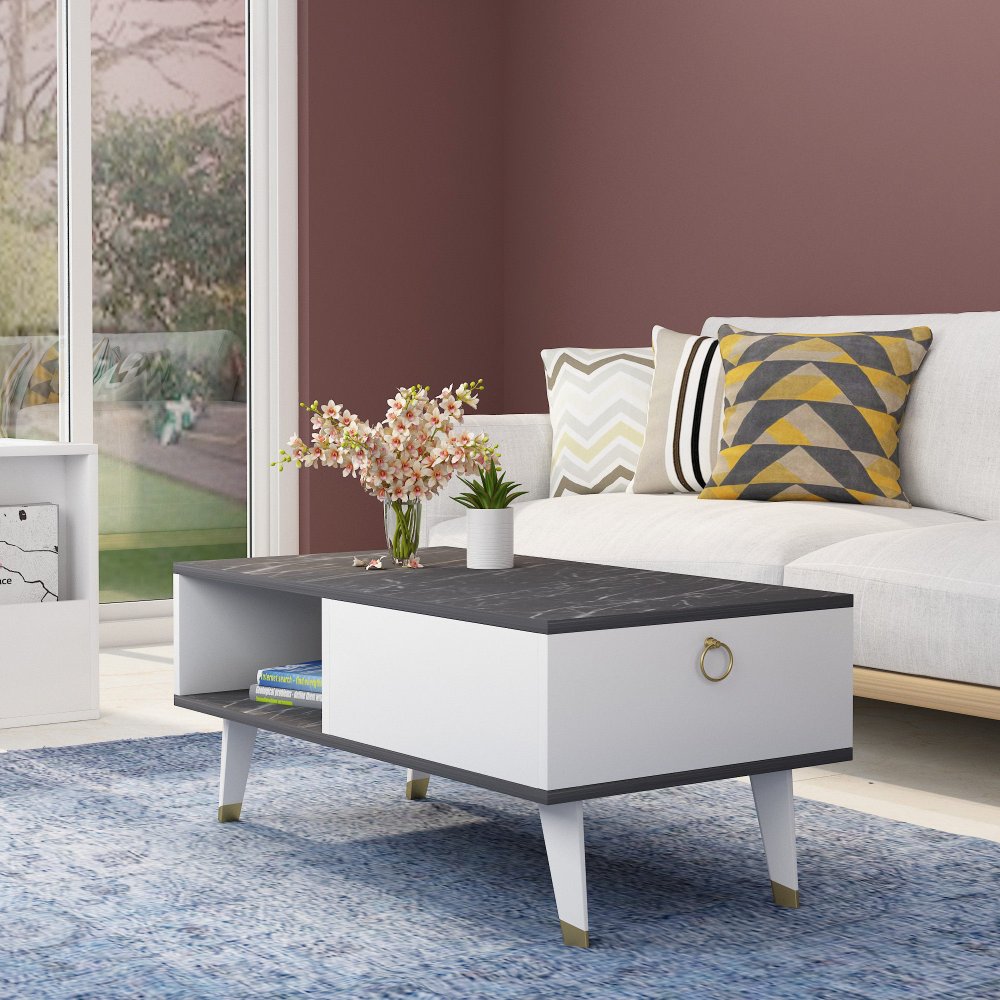 Konferenčný stolík Delux - Black, White