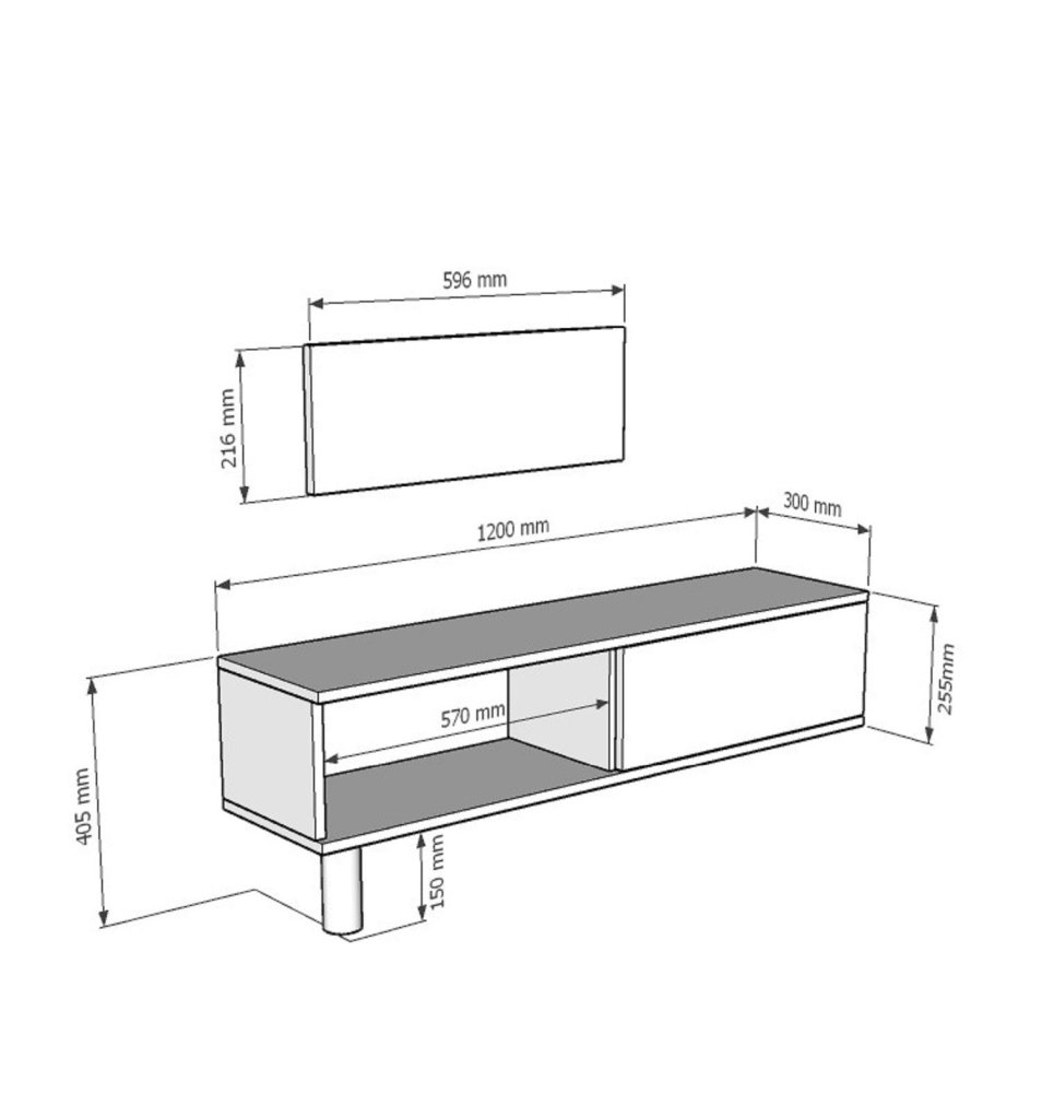TV stolek Mona 120 - Sapphire Oak, White (obrázek 3)