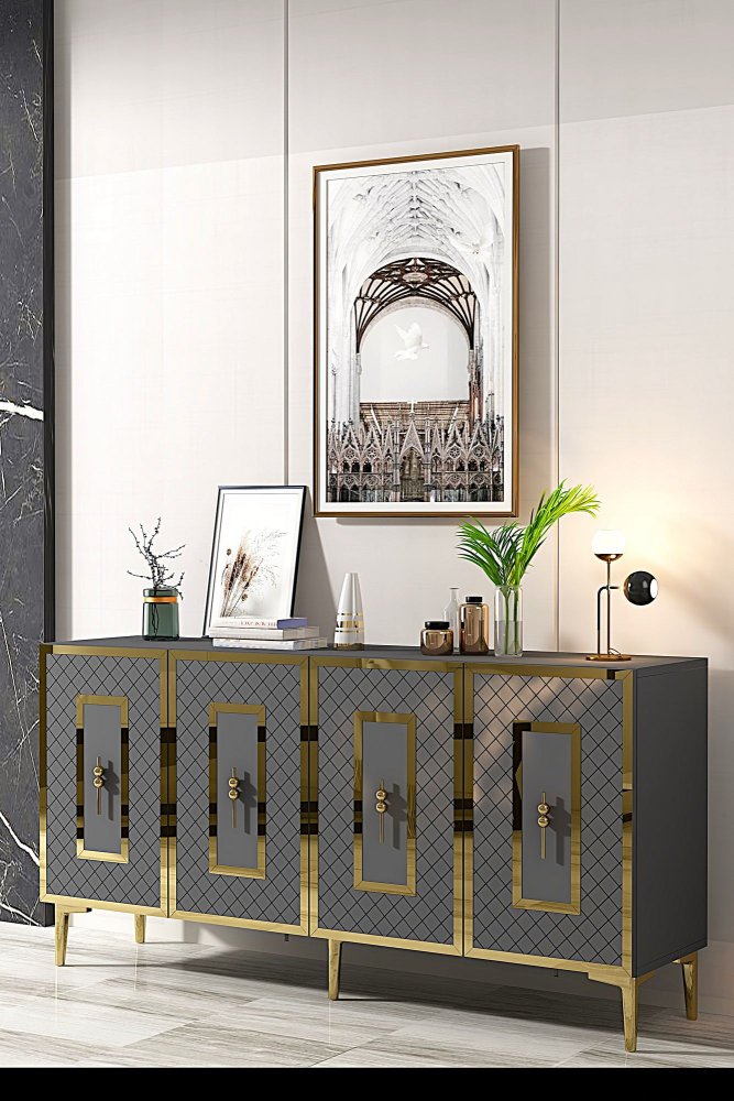 Konzolový stolek Puma 150 - Anthracite, Gold (obrázek 6)