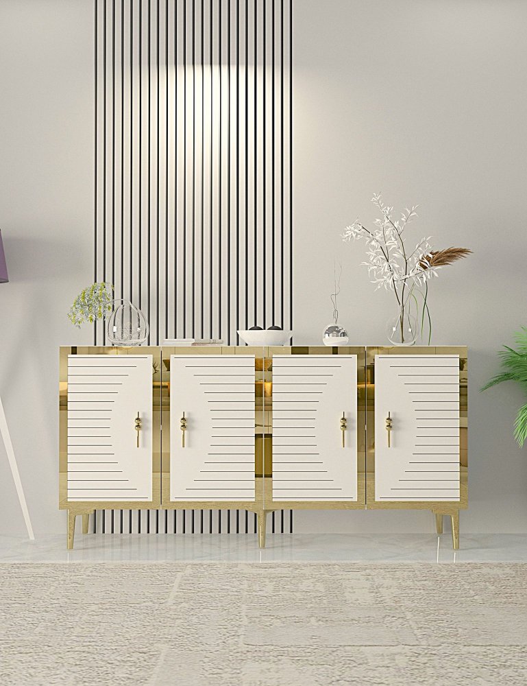 Konzolový stolík Tuna - White, Gold