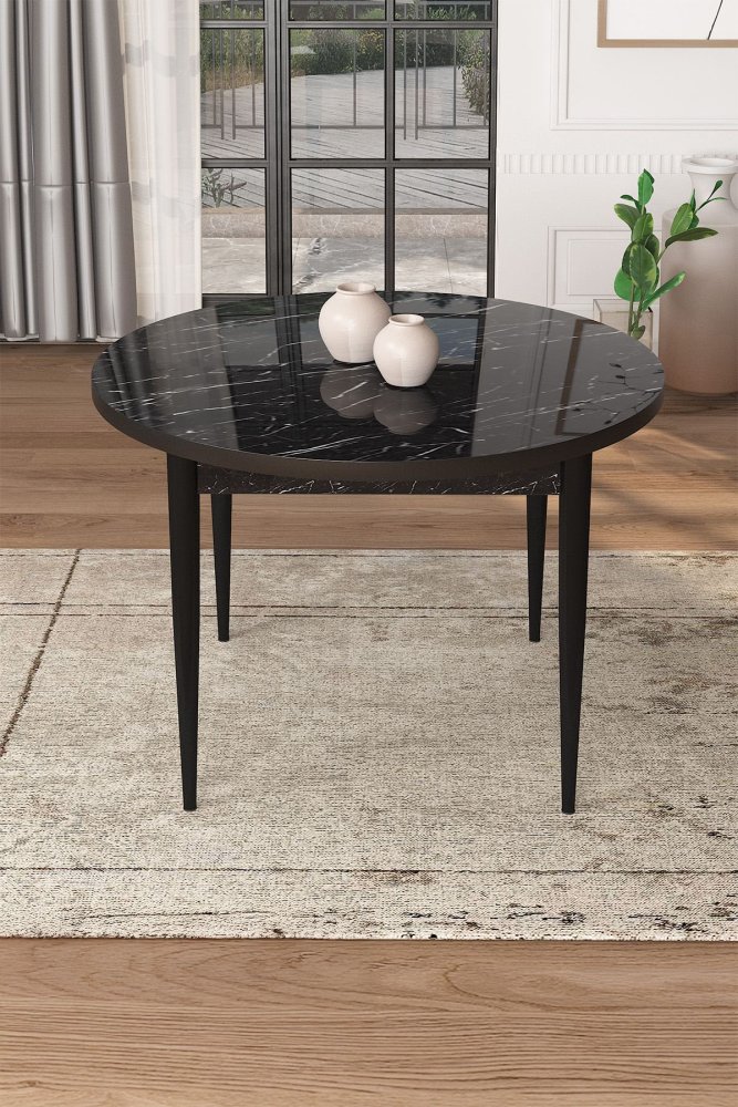 Jedálenský stôl Tor - Black Marble, Black