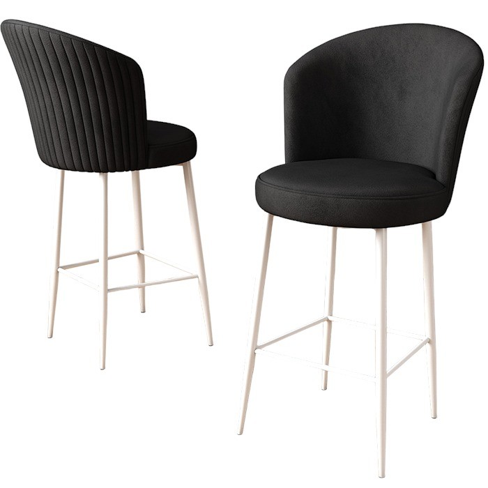 Bar Stool Set (2 Pieces) Fora - Black, White (obrázek 4)