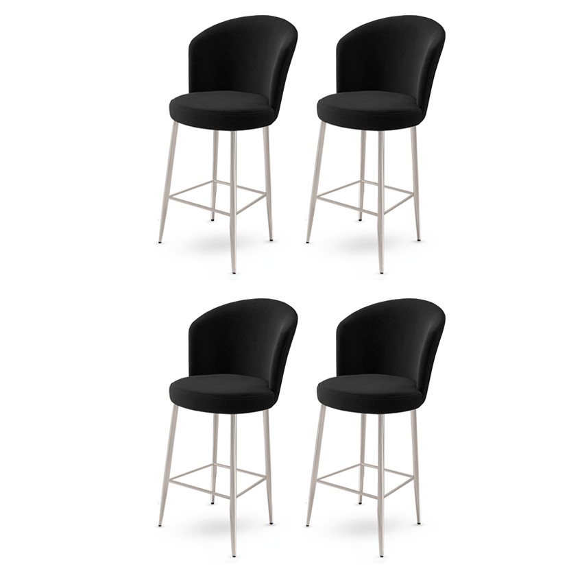 Bar Stool Set (4 Pieces) Alte - Black, Chrome