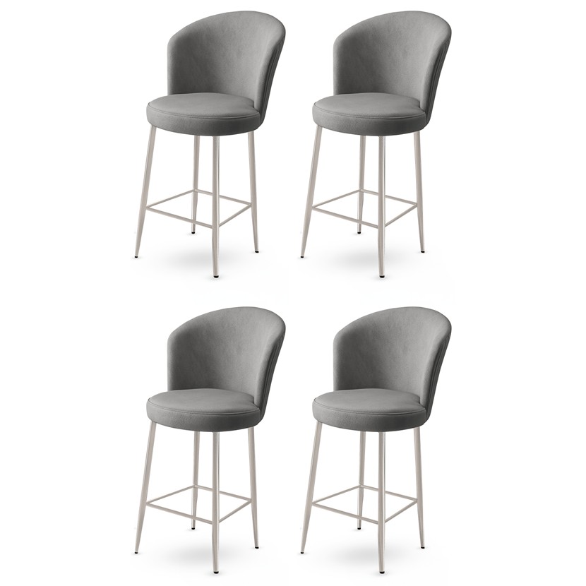 Bar Stool Set (4 Pieces) Alte - Grey, Chrome