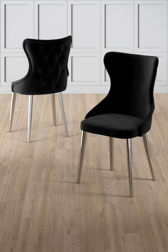 Súprava stoličiek (6 kusov) Alpa - Black, Chrome