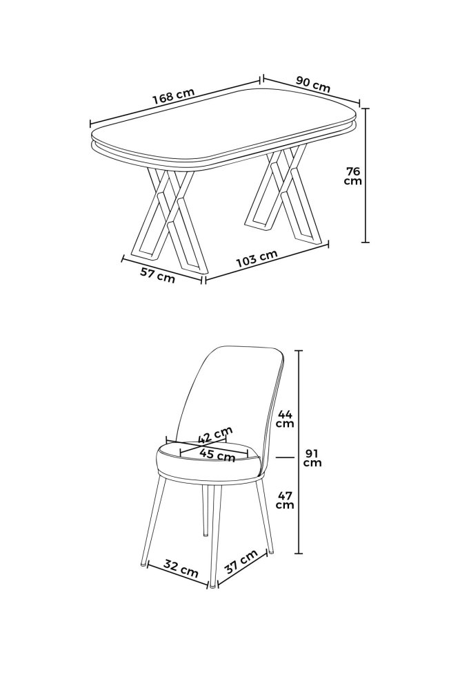 Dining Table & Chairs Set (7 Pieces) Lai - Black Marble, Chrome, Black (obrázek 3)
