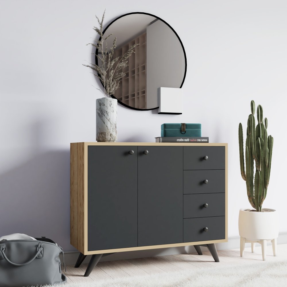 Viacúčelová skrinka Waga - Oak, Anthracite