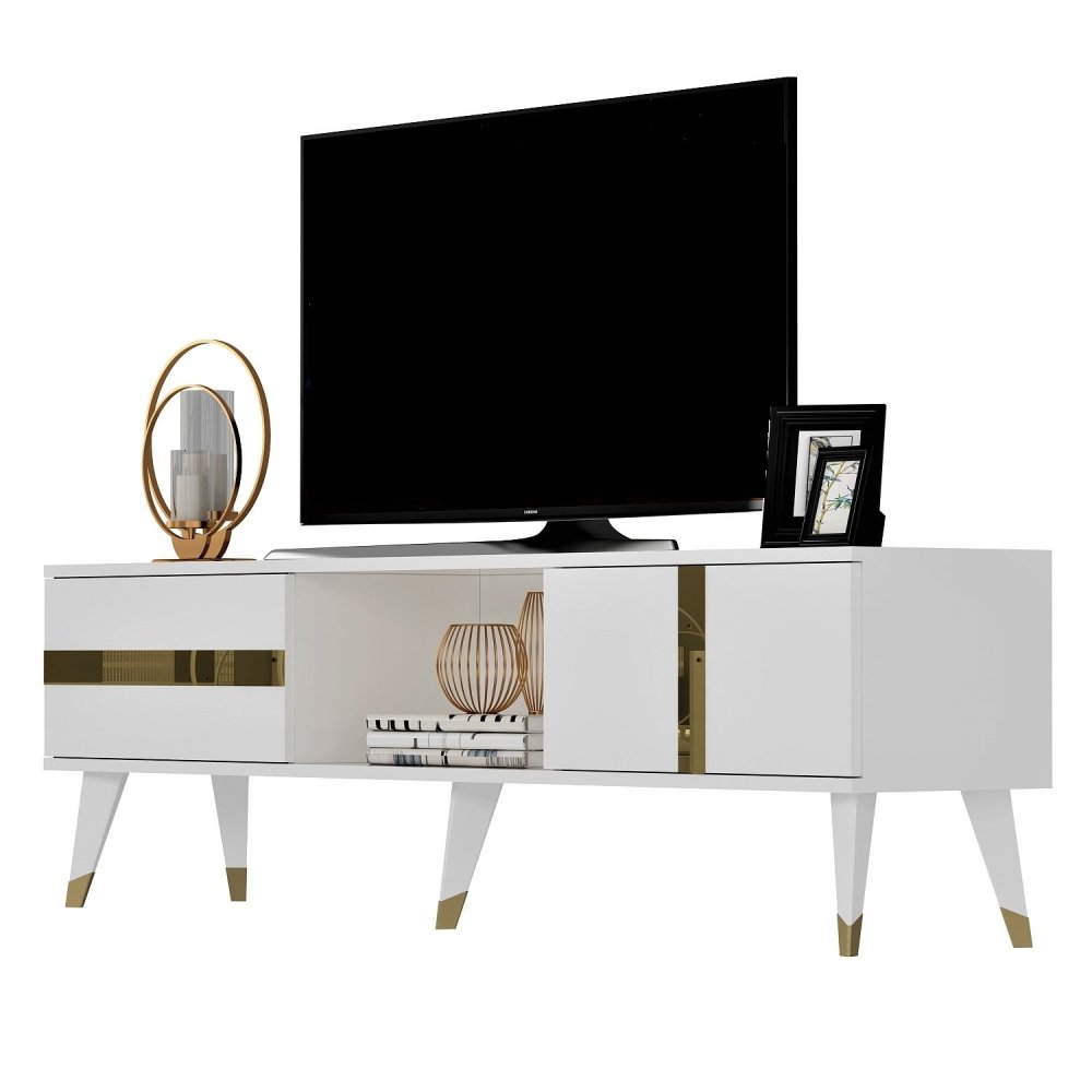 TV stolík Vania - White, Gold