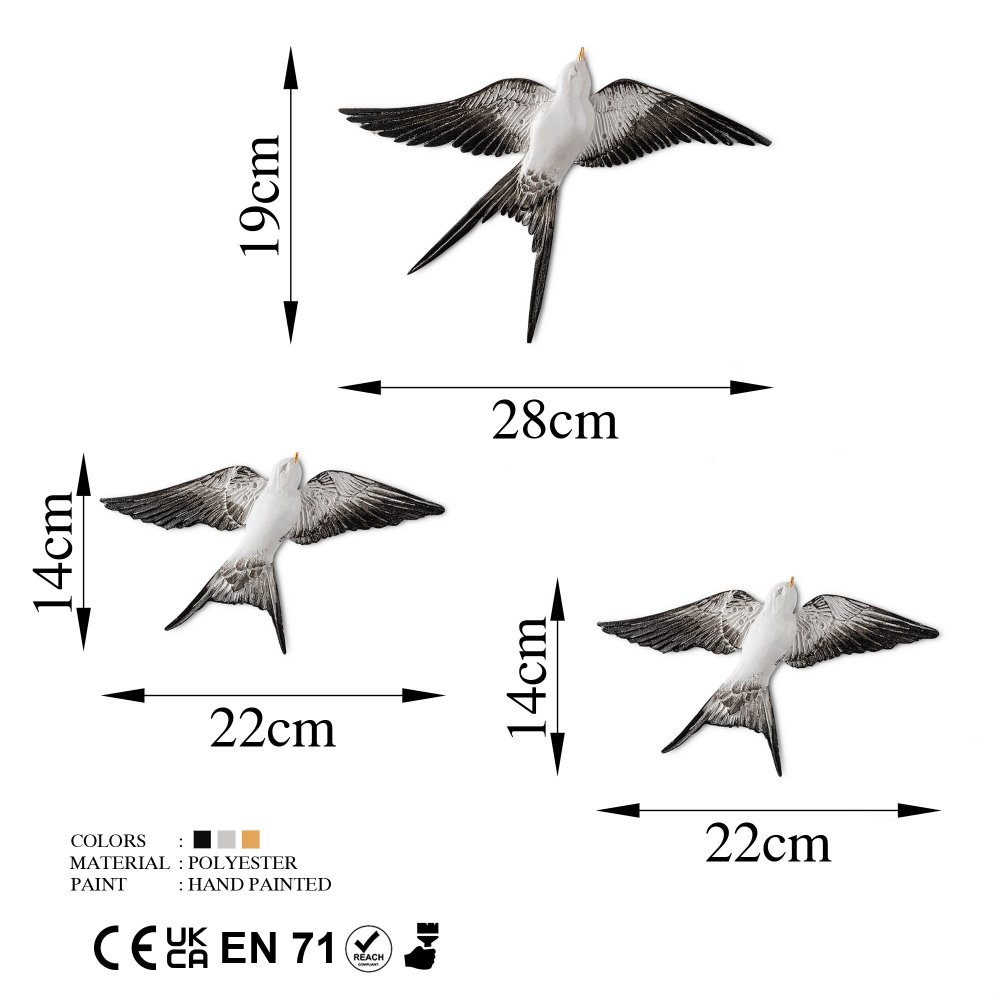Dekorativní doplněk na zeď Flying Swallow - 2 (obrázek 3)