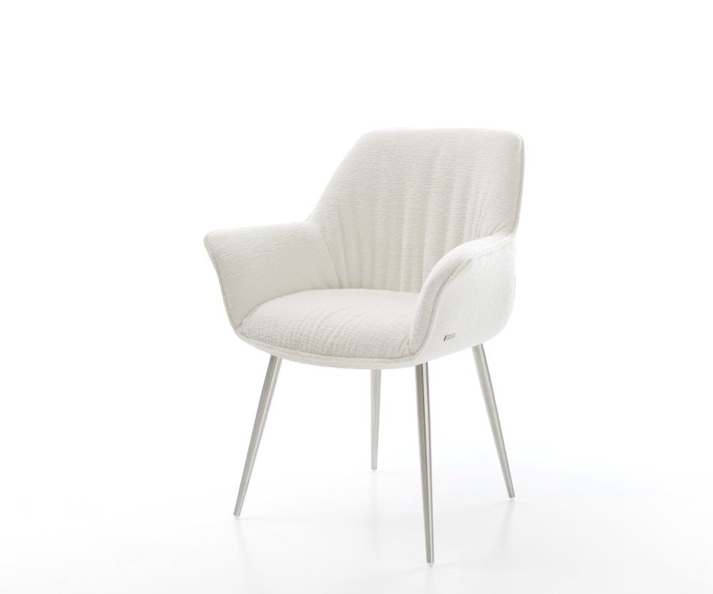 Jedálenská stolička Keila-Flex s opierkami bouclé mäkká béžová 4-nohá