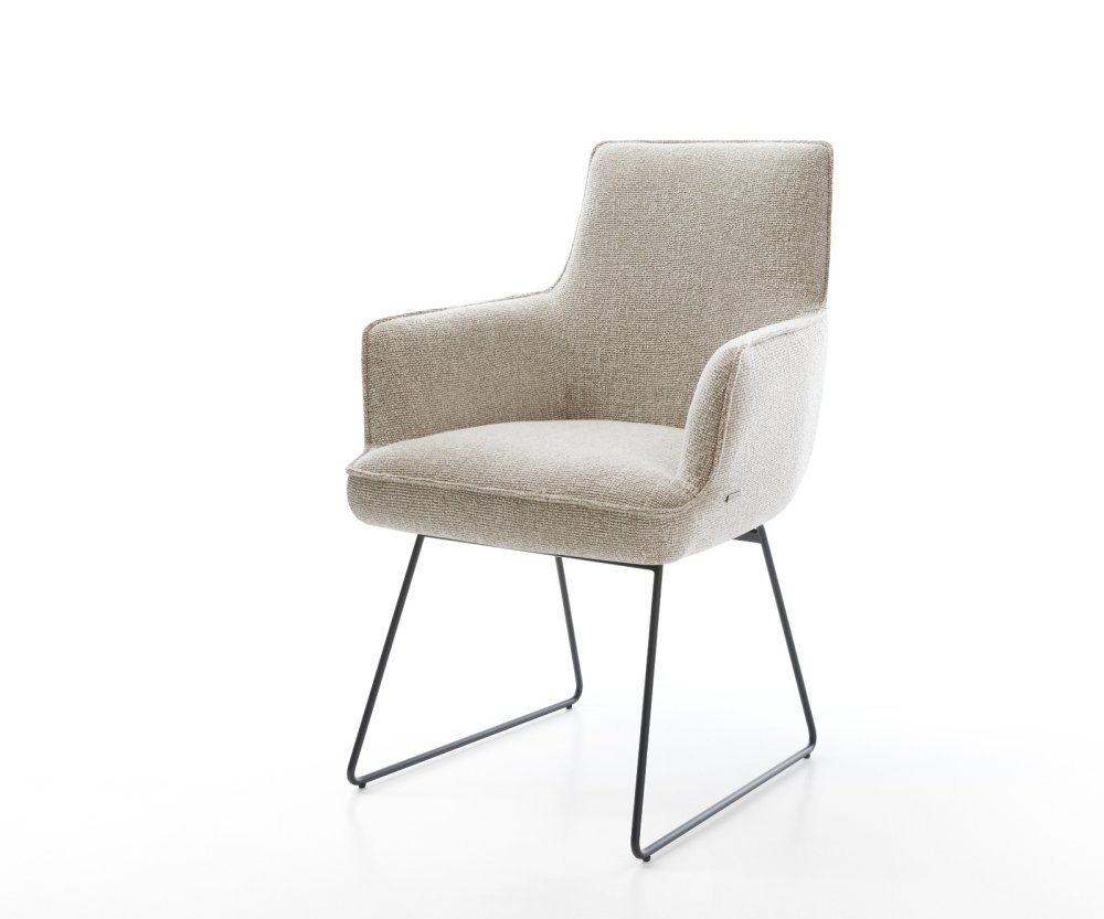 Jedálenská stolička Heira-Flex s opierkami tkanina mäkký béžová tenká