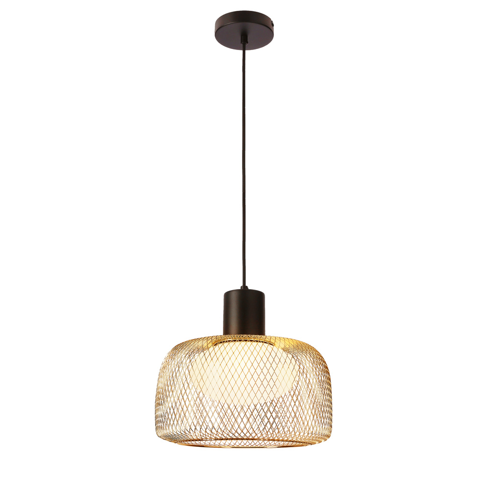 Lampa wisząca Sopra 32 czarno złota z kloszem drucianym nad stół