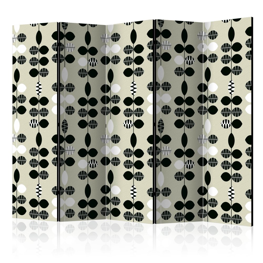 Levně Paraván Black and White Dots Dekorhome 225x172 cm (5-dílný)