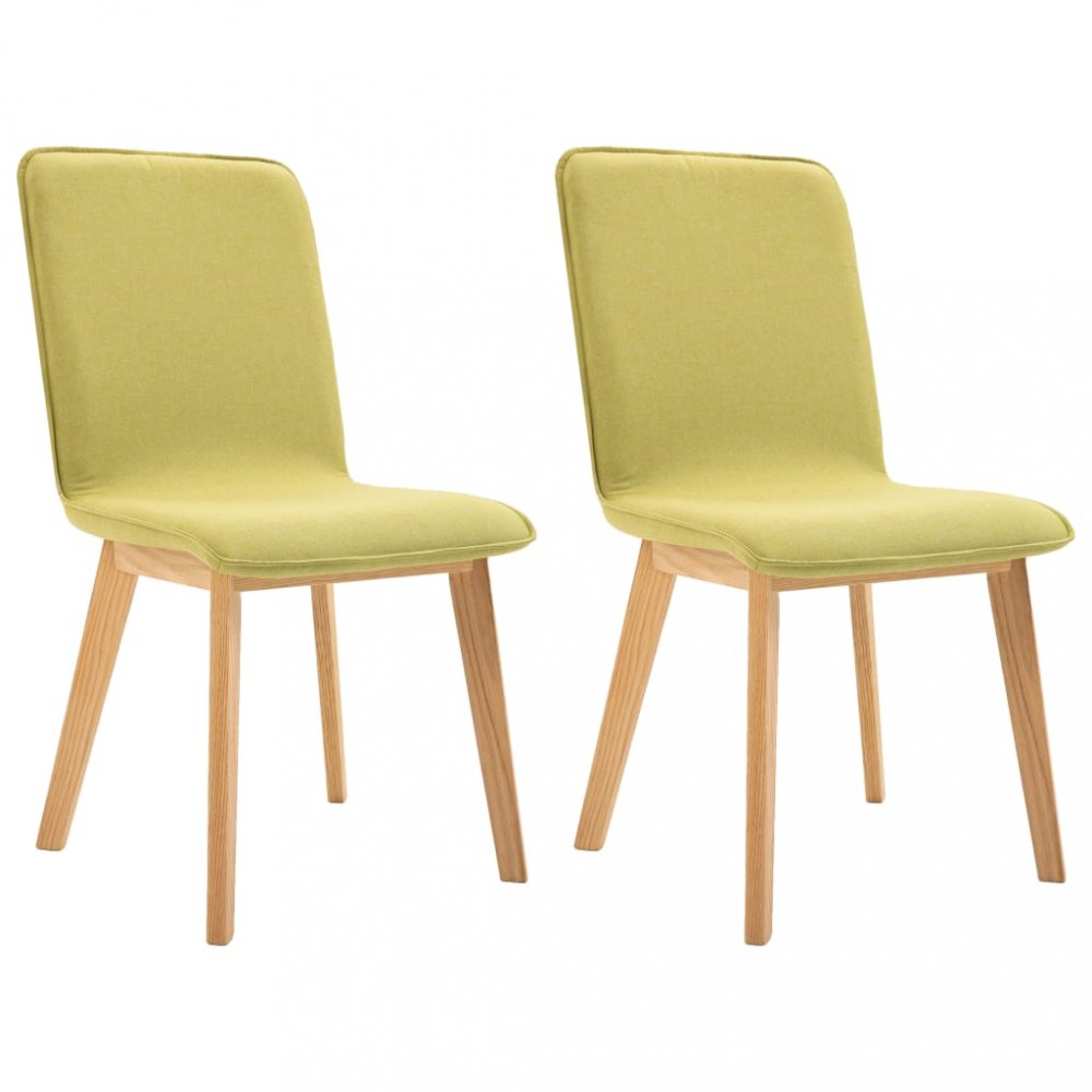 Jídelní židle 2 ks látka / dub Dekorhome Zelená